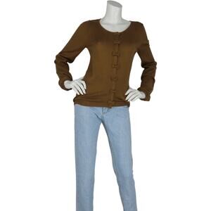 Earth Music & Ecology Bow Tie Button Front Knit Cardigan Sweater